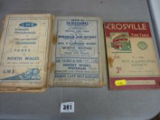 Five vintage LMS & Crosville timetables, 1938-1944