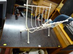 'Jazzy' formica topped table and a retro metal magazine rack