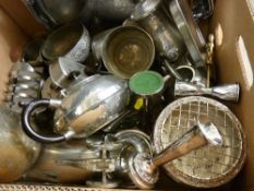 Four piece pewter teaset with a quantity of EP and stainless steel ware