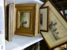 Tub containing large quantity of antique paintings and prints