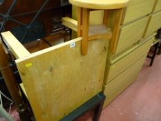 Two square topped modern coffee tables and a circular topped stool