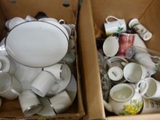 Quantity of German porcelain tea and dinnerware and a box of modern china mugs and glassware