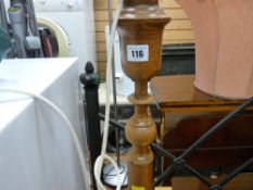 Mahogany standard lamp with shade and a posser