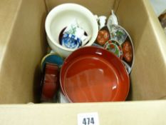 Box of ornamental crockery etc