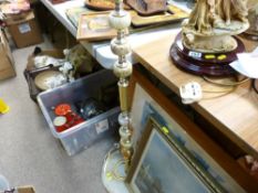 Brass and onyx effect standard lamp