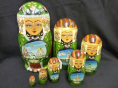 Seven piece painted Russian doll container set