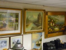 I MACE oil on canvas - Riviera scene and a parcel of other paintings and prints