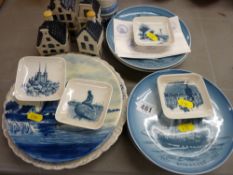 Collection of Dutch and Danish ceramic ornaments and plates