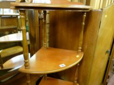 Light wood three shelf corner whatnot