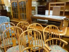 Fine quality modern dining suite comprising extending dining table with leaves, twin glazed top