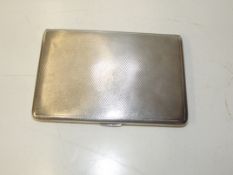 Silver engine turned cigarette case, rectangular f