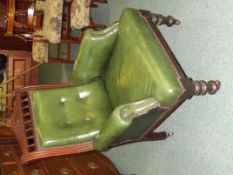 Victorian library chair on turned legs, recently r