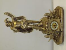 Garniture timepiece gold painted spelter clock in