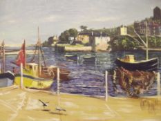 Terry Burke, oil on canvas, harbour scene, signed