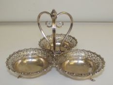 Edwardian silver bon bon dish, incorporating three