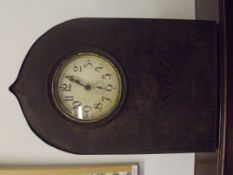 Victory 'V' tin cased antique clock, height 31cm N