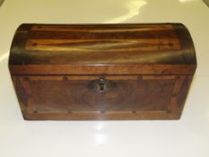 Early 19th century rosewood tea caddy, parquetry a