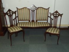 Edwardian drawing room suite in mahogany comprisin