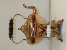 Victorian copper kettle on stand, the kettle with