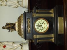 Victorian slate and brass mantel clock, architectu