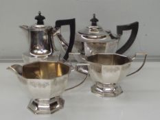 925 silver four piece tea service comprising teapo
