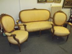 Late 19th century Continental gilt framed suite co