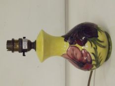 Moorcroft table lamp, baluster form and in the Ane