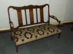 Edwardian drawing room settee, string inlaid, tape