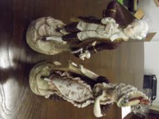Pair of Dresden figurines, 33 cm high
