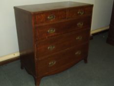 19th century oak chest of two short drawers over t