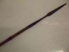 Early Qajar period Persian spear, steal tip and bamboo shaft, good patina, overall length 202cm