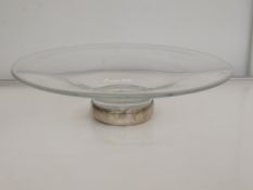 Contemporary silver mounted lead crystal fruit bow