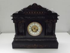 Victorian slate mantel clock, architectural form,