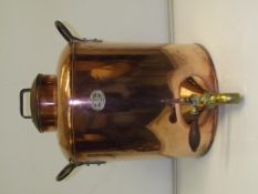 Early 20th century 4 gallon copper urn, twin rivet