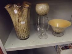 3 Matching Pieces of Art Glass