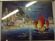 Framed Painting of Hong Kong