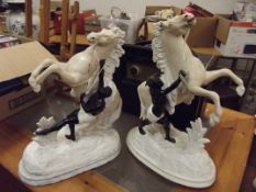Pair of Spelter Marley Horses Repainted