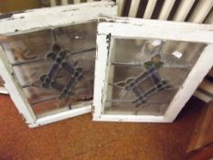 Pair of Leaded Glass Windows AF