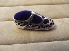 Silver Pin Cushion in the form of a Ballet Shoe