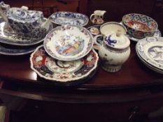 Collection of 19th Century Ceramics Plates and Bow