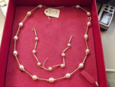 9ct Gold Pearl Necklace with Matching Bracelet