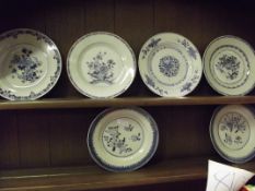 Collection of 6 Early 19th Century Blue and White