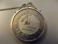 Silver Mounted Five Pound Coin