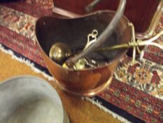 Copper Coal Bucket and Fire Companion Set