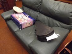 Two seater leather settee