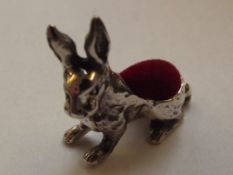 Silver rabbit pin cushion