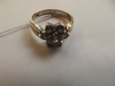 White gold moissanite stone cluster ring