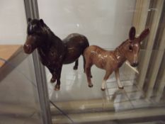 Beswick Shetland pony and a Beswick donkey (donkey