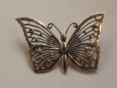 Silver butterfly brooch