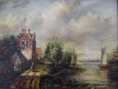 Guilt framed oil on board, signed B Dyer